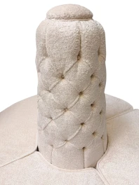 Hollywood Regency Round Banquet Settee Tufted Lobby Sofa in Bouclé, 1980s